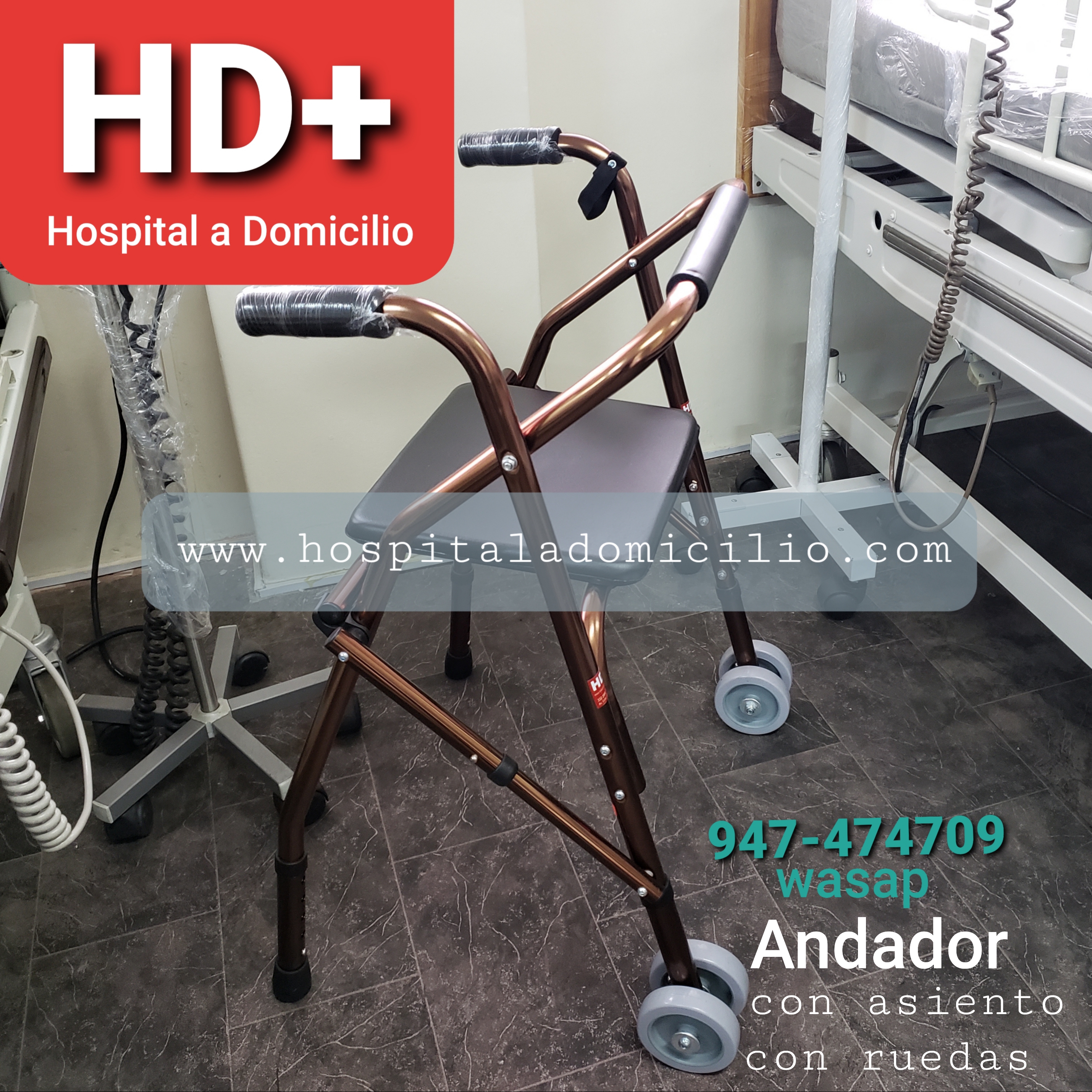 Andador Adulto con Asiento y 2 Ruedas